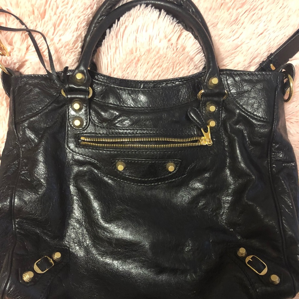 Balenciaga Classic Gold Velo Leather Shoulder Bag